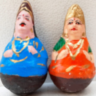 Thanjavur thalaiyatti Bommai Raja Rani Dolls -Roundpot rolly-polly toy (king & queen)